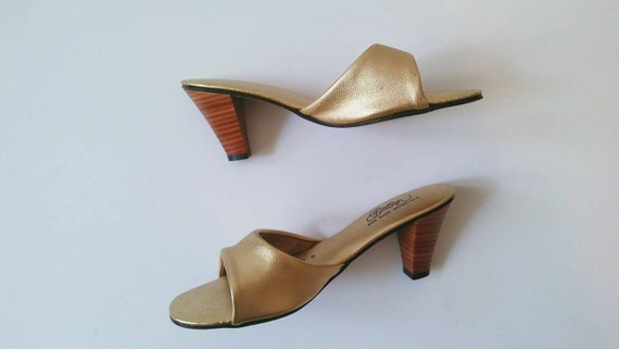 gold slip on heels
