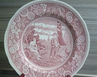 Vintage The Spode Archive Collection Georgian Series Woodman Hand Engraved Copper Transfer Appetizer Dessert Breakfast Plate 7.5"