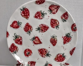 One Plate STRAWBERRY Ceramic DINNER Plate 10.75"