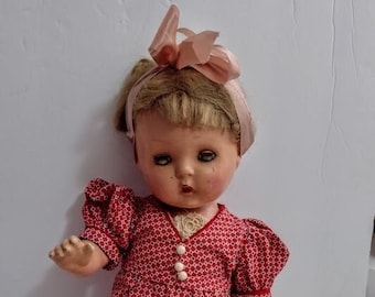 Antique PETITE SALLY American Character Authentic Cloth Composition Doll  18.5 " Closing Eyes