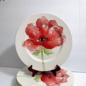 One Plate ROYAL STAFFORD England Aquarelle RED Poppy Flower Dinner Plate 11 1/8 " Or Pasta Bowl