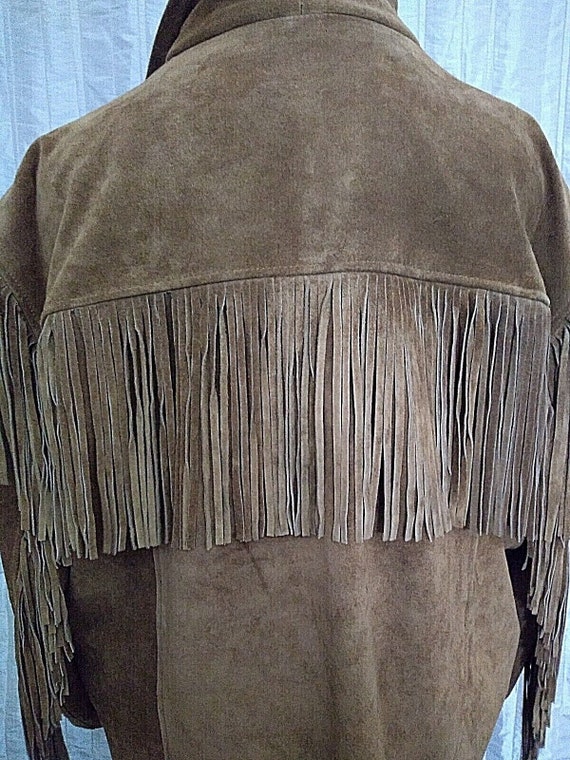 Vintage Leather Gallery Brown Suede Fringe Cowboy… - image 7