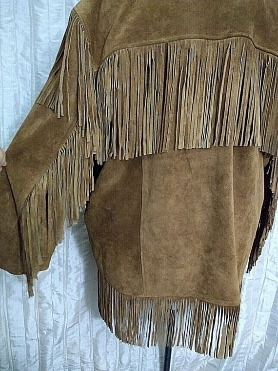 Vintage Leather Gallery Brown Suede Fringe Cowboy… - image 9