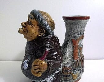 BREVETTATO Italy Monk Figurine Ceramic Statue Pitcher