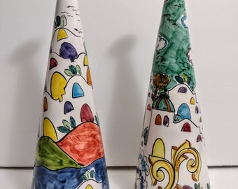 One Vase RARE POSITANO Dip A. Mano VIETRI Ceramic One Bud Vase Cone Sculpture
