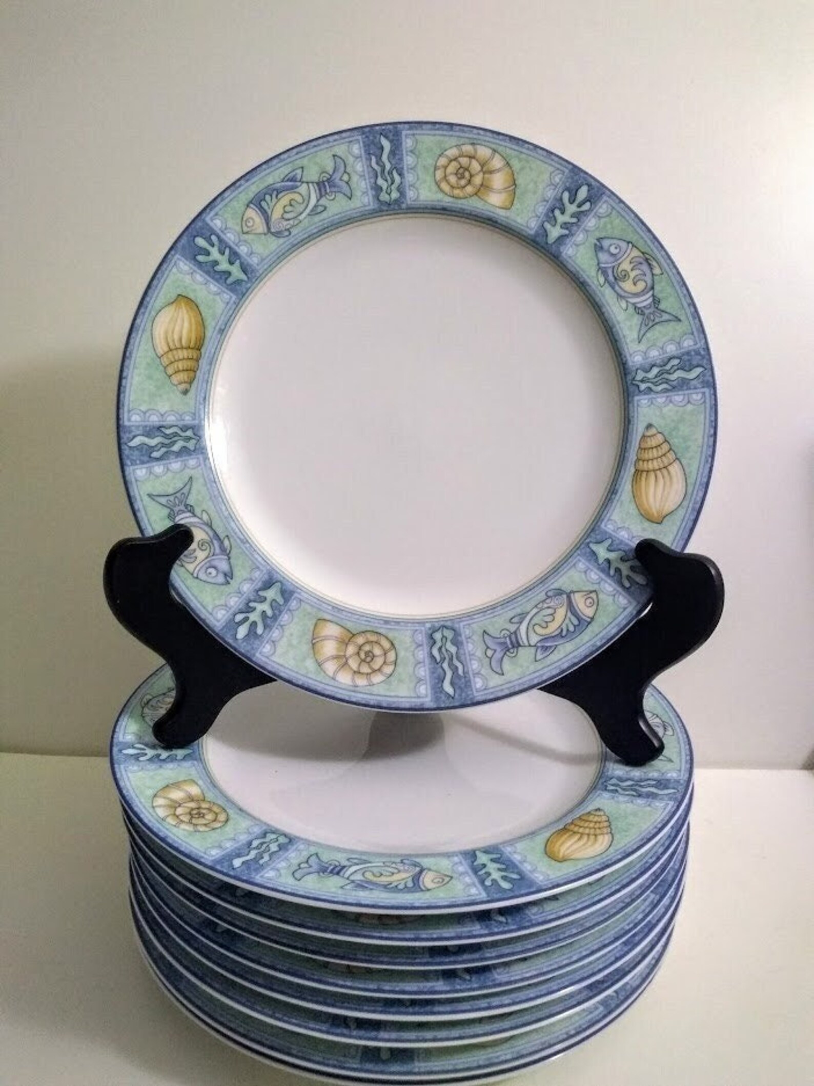 Shell Dinnerware One Plate Studio NOVA Mystic Bay Fish Seashell Ocean Seaworld Marine ...