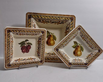 One Plate WILLIAMS-SONOMA VERGER Italy Fruits Cottage French House Salad Square Plate 8.5" Or Serving Square plate 12 1/8"