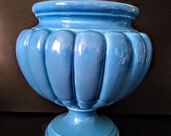 Vintage  Italy ABIGAIL'S Baby Blue Ceramic Footed Vase