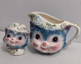 ONE Item LEFTON Miss Priss Cat Kitty Head Creamer Or Salt Shaker Your CHOICE