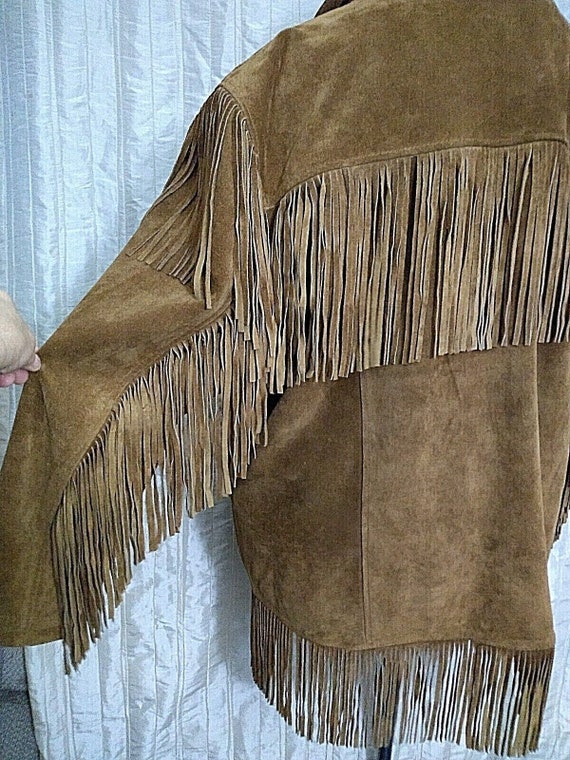 Vintage Leather Gallery Brown Suede Fringe Cowboy… - image 1