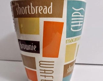RARE Mid Century 1960s Shortbread Wafer Brownie  Cookies  Chips Jar Ceramic Container Canister 9.5 "