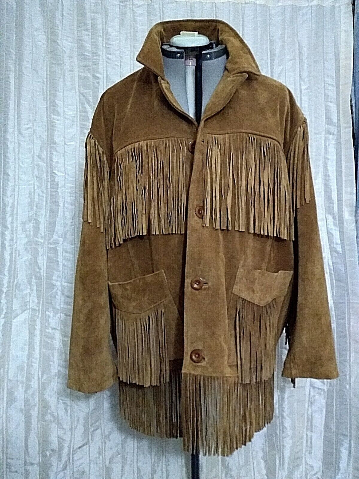 Vintage Leather Gallery Brown Suede Fringe Cowboy Jacket
