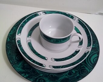 One Plate GABBAY MALACHITE Dinner Plate 10.5" Soup Plate 8" Cup Saucer Set