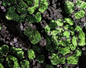 GREEN BLACK Sequin Mesh Roses Floral Stretched Embroidery Mother of Bride Bridesmaid Prom Wedding Dresses Lace Fabric