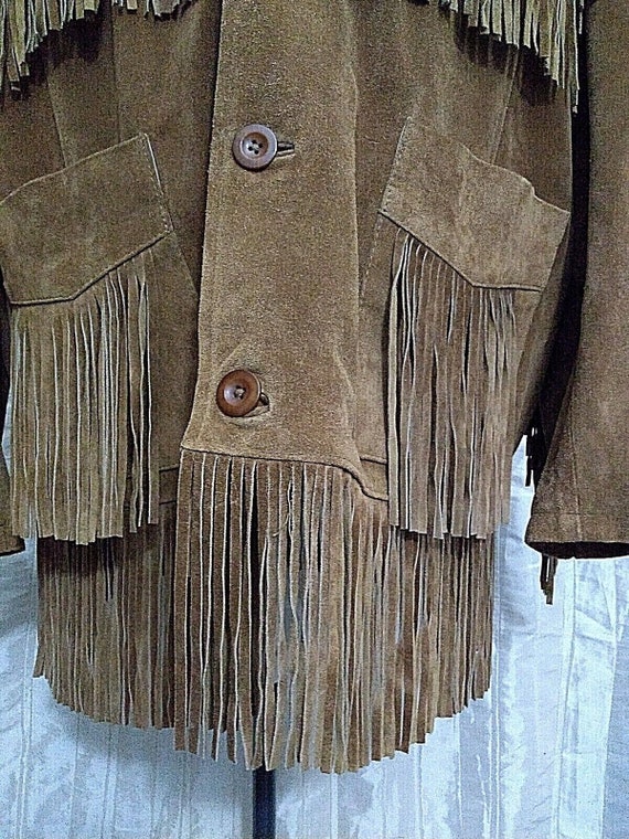 Vintage Leather Gallery Brown Suede Fringe Cowboy… - image 4