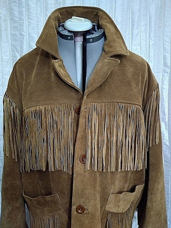 Vintage Leather Gallery Brown Suede Fringe Cowboy… - image 5