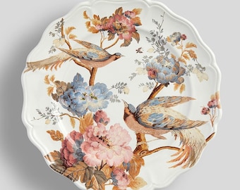 ONE Plate Bohemian Paradise Birds Brunches Of Flowers DINNER Plate 11 "  By BlessedJunk