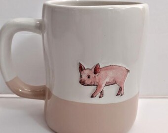 ONE Mug MAGENTA Rea Dunn Pink Piggy Pig Oink Large Mug 4 7/8 "