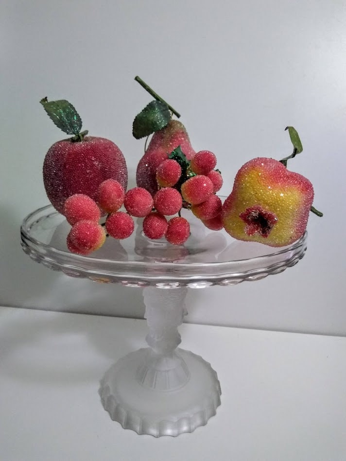 10PCS Glazed Strawberry Beads, Vintage Bead, Fruit, Glass Beads