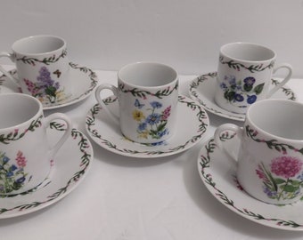 ONE Cup Saucer Wild And Garden Flowers Demitasse Cup Saucer Set
