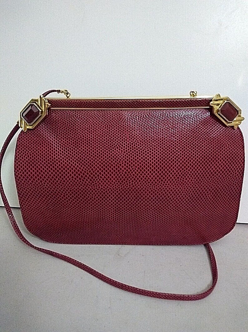 Vintage 1980s Estate shops Sale Judith Lieber Dark Red Jeweled Frame Closure Clutch Purse