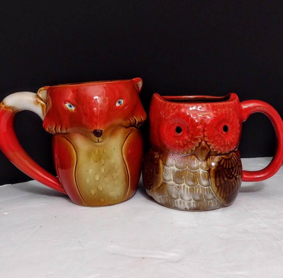 ONE Mug Majolica Fox Or Owl Mug