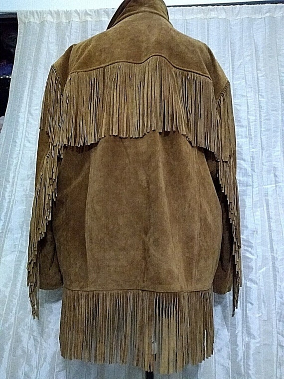 Vintage Leather Gallery Brown Suede Fringe Cowboy… - image 6