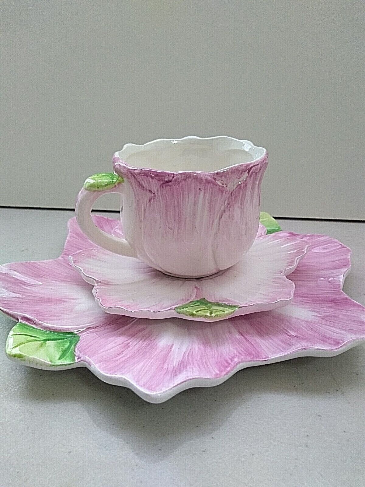 1992 Vintage BOMBAY CO PINK Tulip Teacup Saucer Desert Plate - Etsy