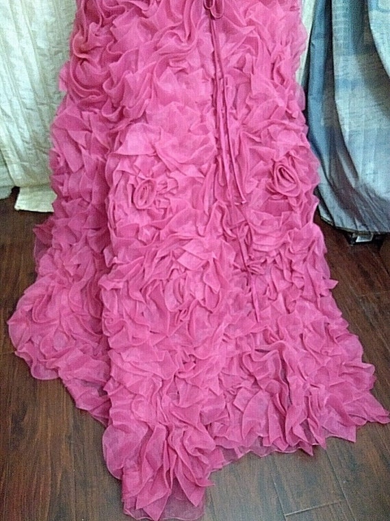 Vintage Quinceanera Hot Pink 3 Dimensional Floral… - image 6