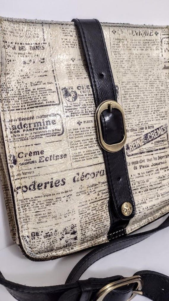 Authentic PATRICIA NASH Newspaper Distressed Leather Crossbody Bag Purse With Long Adjustable Strap 9.75 x 8.75 Etsy