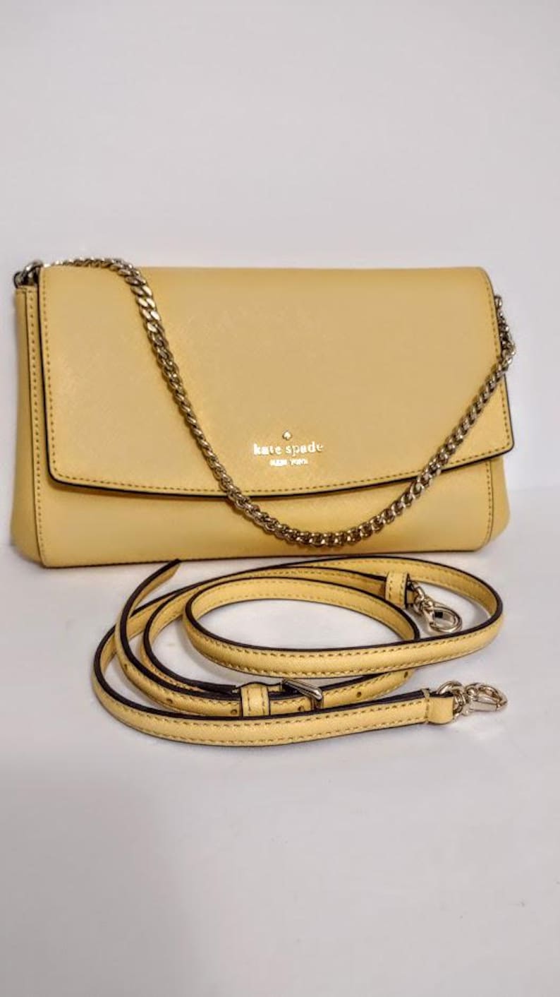 Yellow Card Small Authentic KATE SPADE Yellow Crossbody Bag Handbag Purse With Detachable ...
