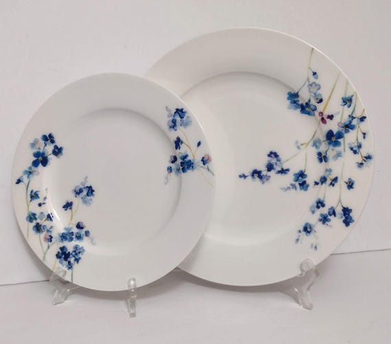 One Plate+napkin Mikasa Audrey Blue Flower Dinner Plate 11 