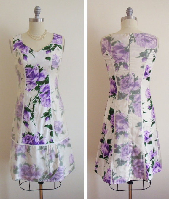 Vintage 1990s Purple Floral Organza Wiggle or She… - image 2