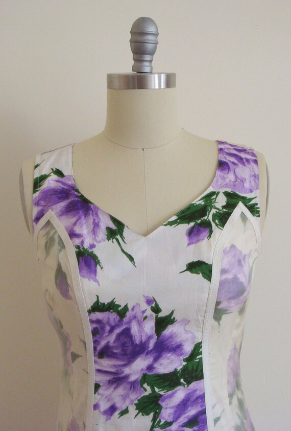 Vintage 1990s Purple Floral Organza Wiggle or She… - image 3