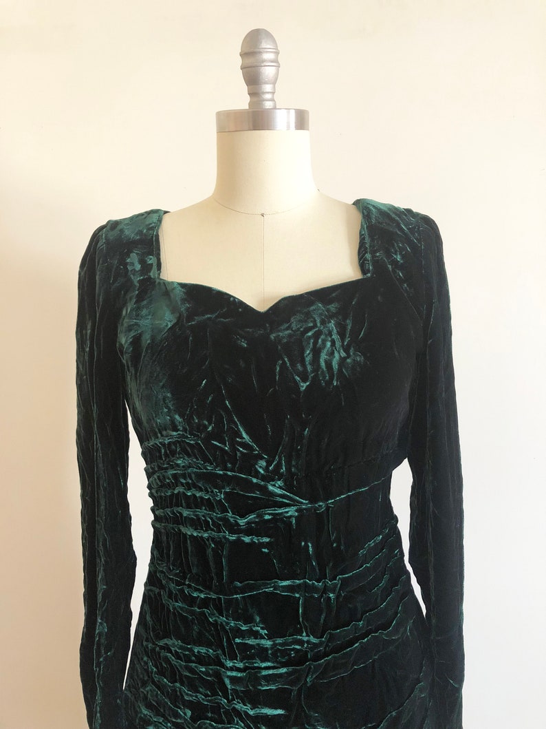 Vintage Crushed Green Velvet 1990s Sheath Dress With - Etsy