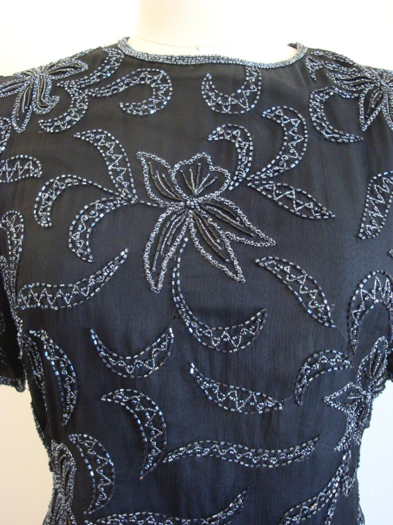 Vintage Black Sequin Floral Burst Top From the 1980s by - Etsy