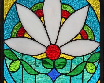 Daisy Stained Glass Window Panel