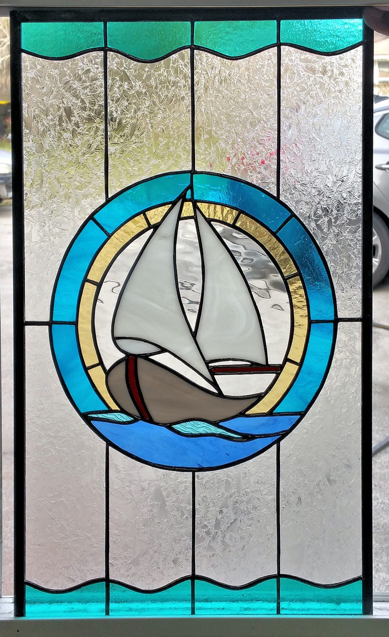 Sailboat Stained Glass Panel Etsy