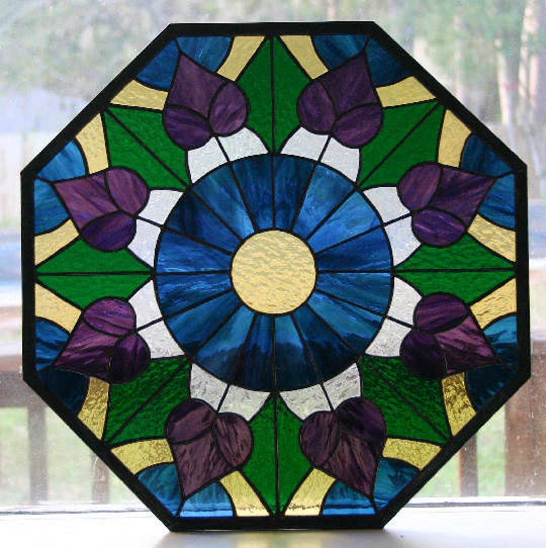Victorian Octagon Stained Glass Window Etsy