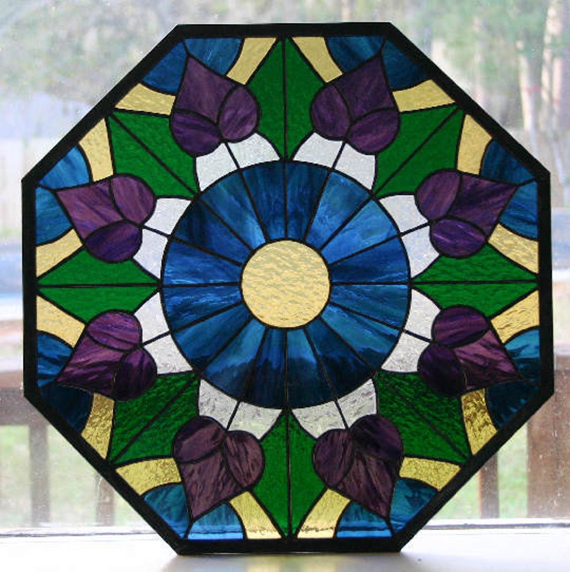 Victorian Octagon Stained Glass Window Etsy