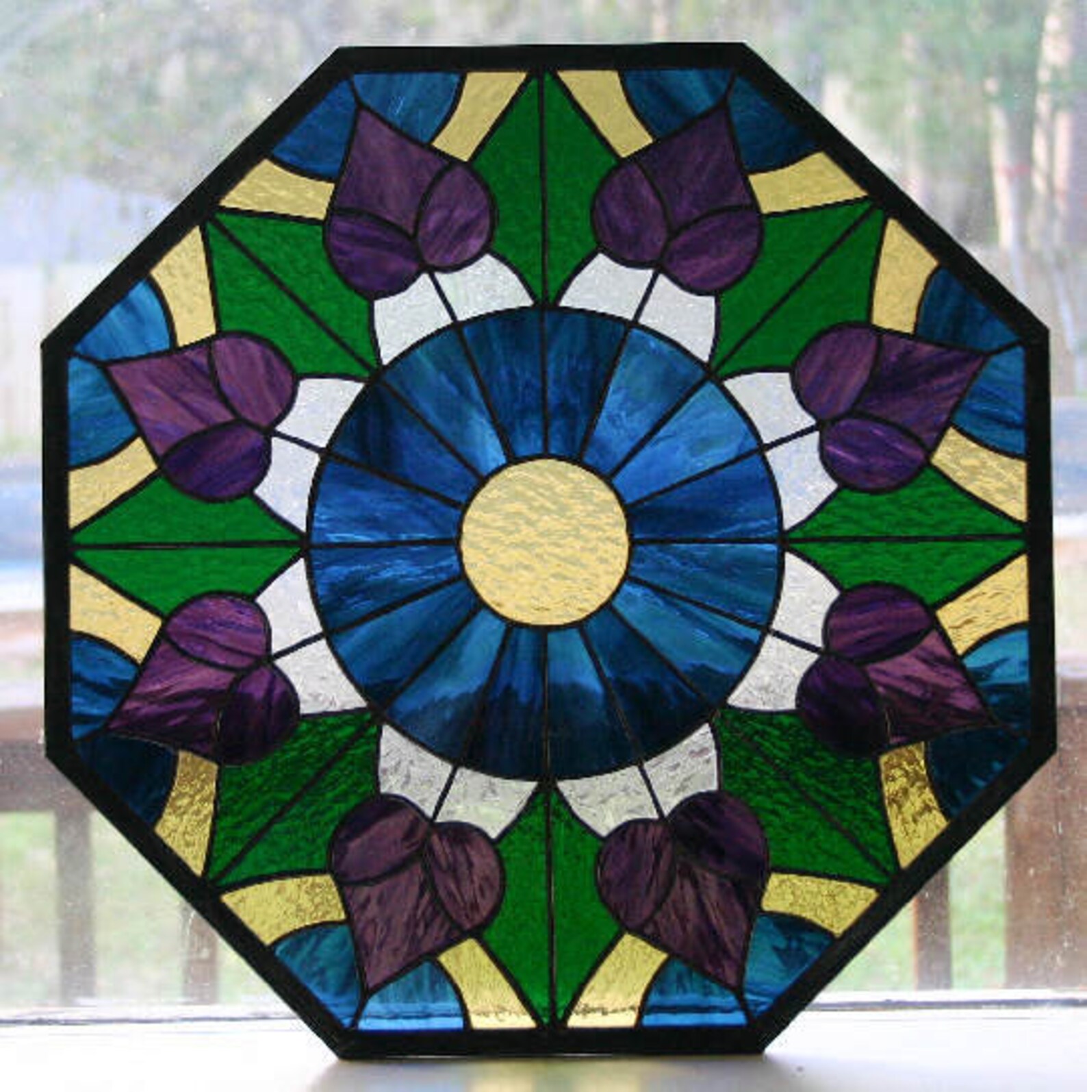 Victorian Octagon Stained Glass Window Etsy