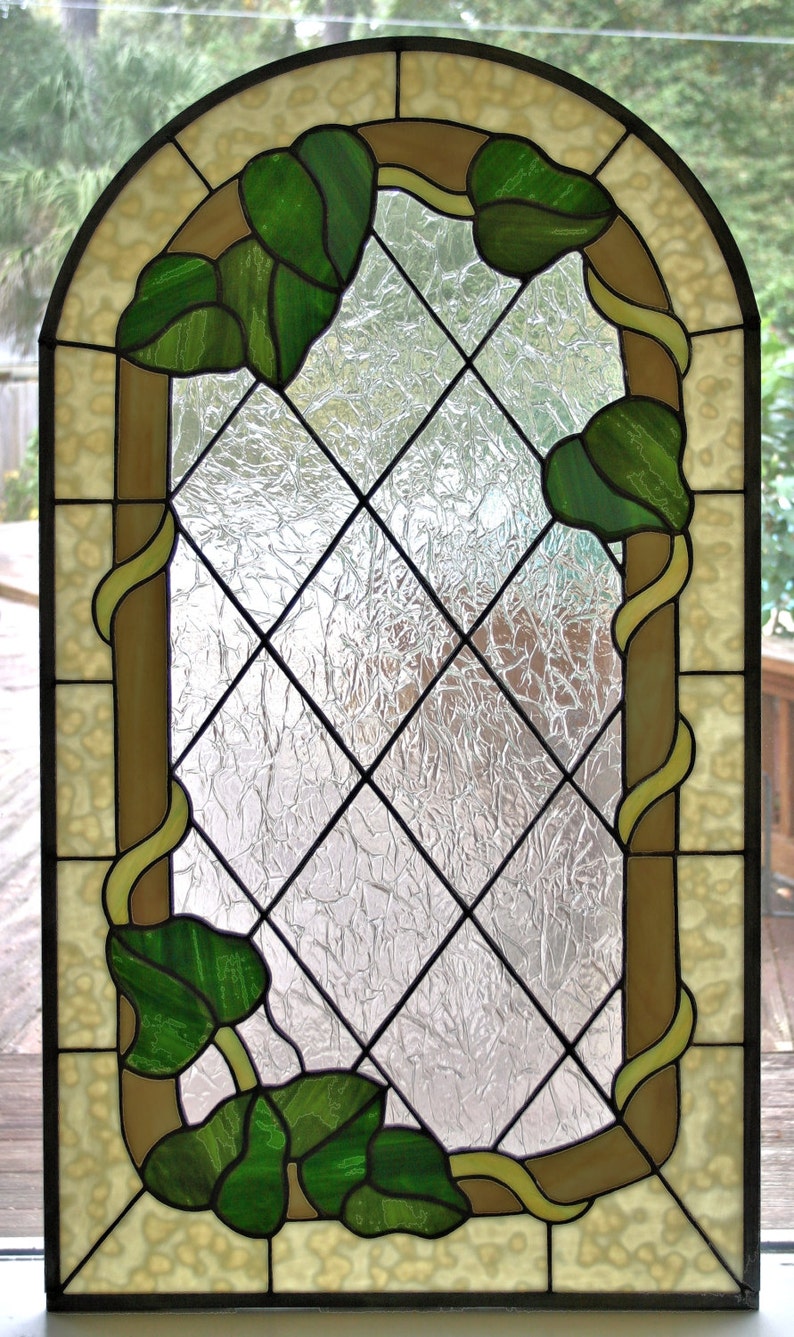 Ivy Vine Stained Glass Window Panel Etsy