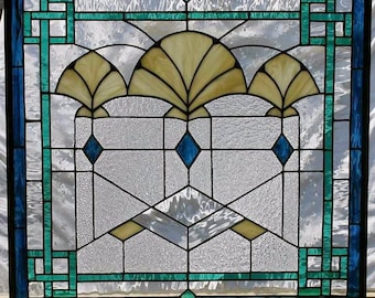 Art Deco Fans stained glass window