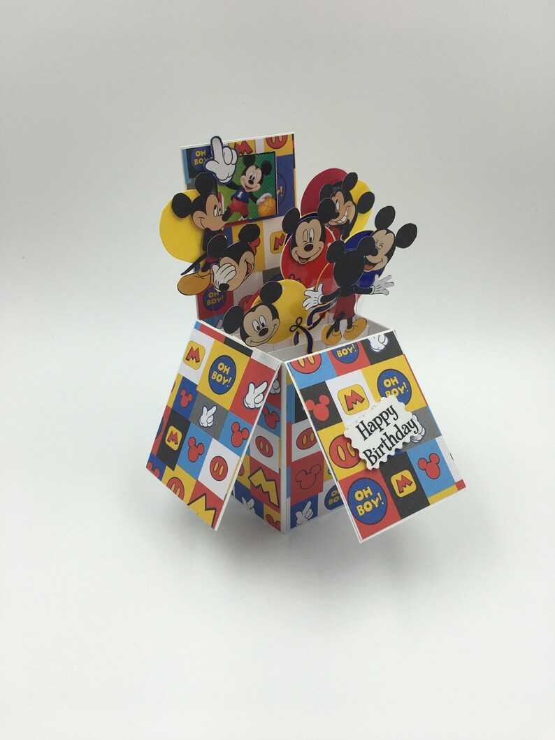 Handmade Mickey Happy birthday Pop up box greeting card
