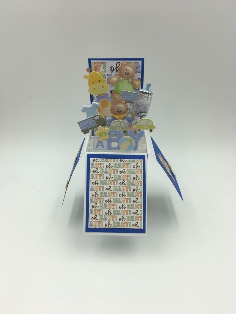 Handmade It\u2019s a Boy Pop up box baby greeting card