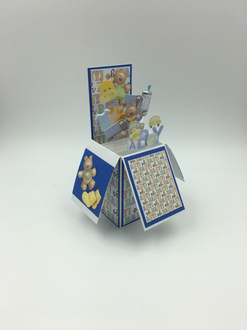 Handmade It\u2019s a Boy Pop up box baby greeting card