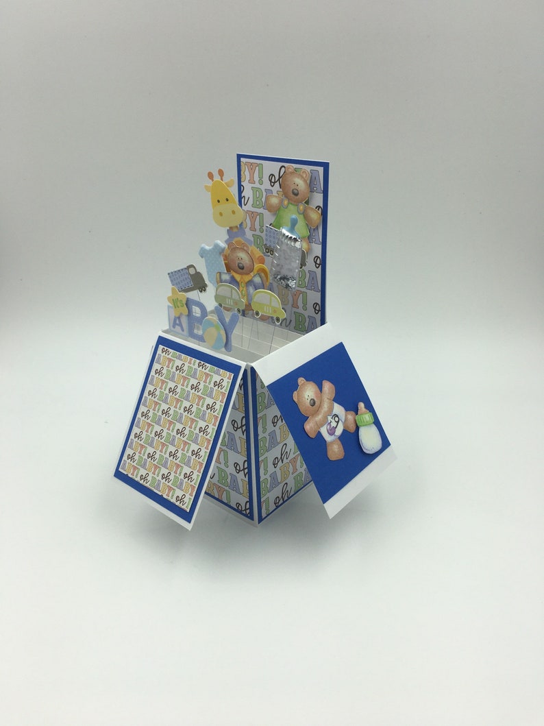 Handmade It\u2019s a Boy Pop up box baby greeting card
