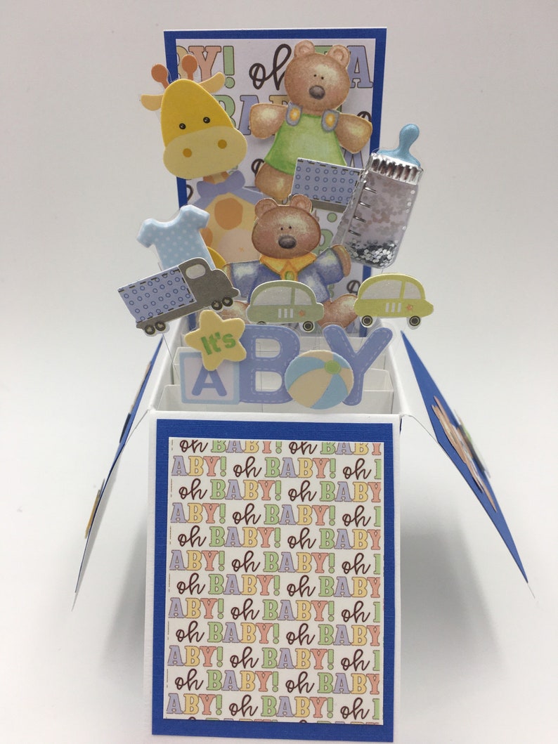 Handmade It\u2019s a Boy Pop up box baby greeting card