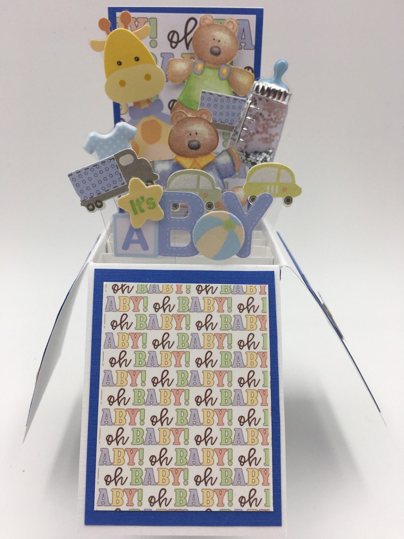 Handmade It\u2019s a Boy Pop up box baby greeting card