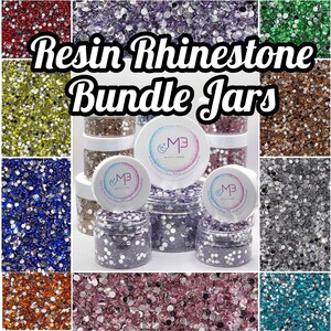 Resin Silver Bottom Rhinestone bundle jars- 5MM, 4MM, 3MM sizes- Non-Hotfix flatback Resin AB - SS20, SS16, SS12- 4oz, 1.5oz, 1oz jars